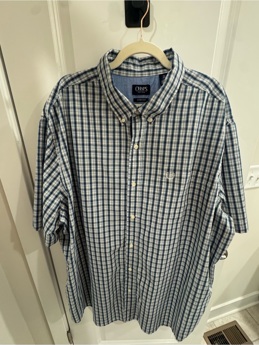 Chaps Men's Stretch Easy Care Plaid Button Down Shirt Plaid 3XLT Big & Tall